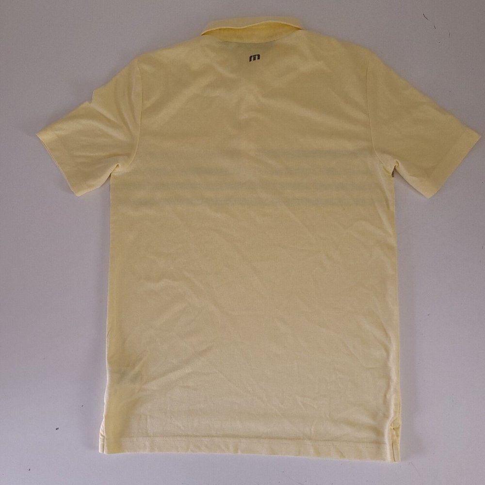 Travis Mathew Mens Shirt Yellow Striped Pocket Polo - Picture 3 of 6